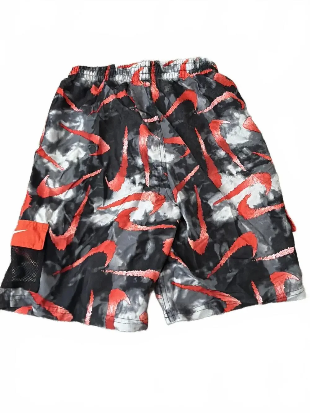Nike Shorts Swim Trunks Cargo Pockets Red Black - Boys XL